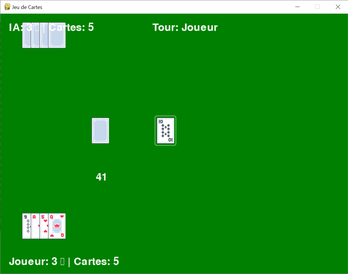 Capture d'écran du jeu de cartes