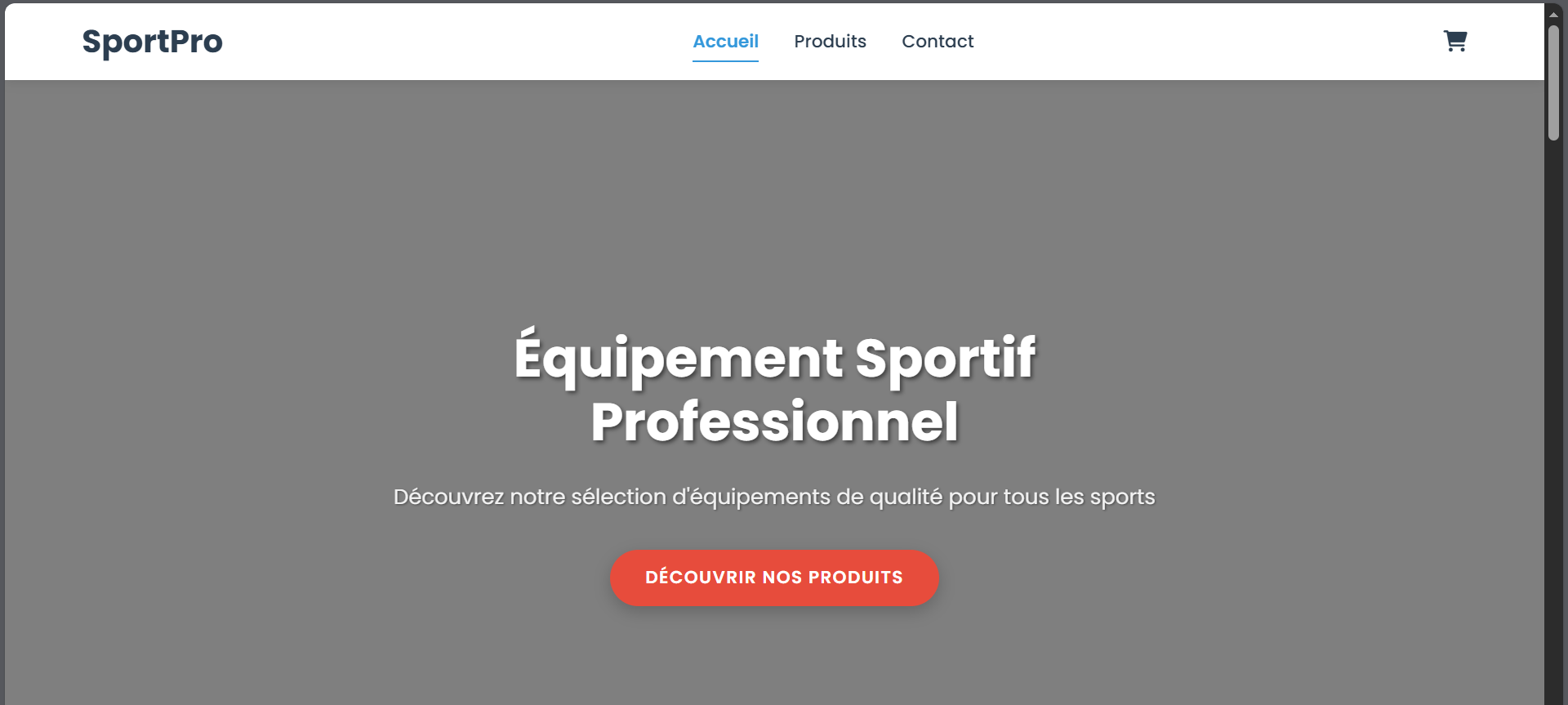 Site e-commerce d'articles de sport